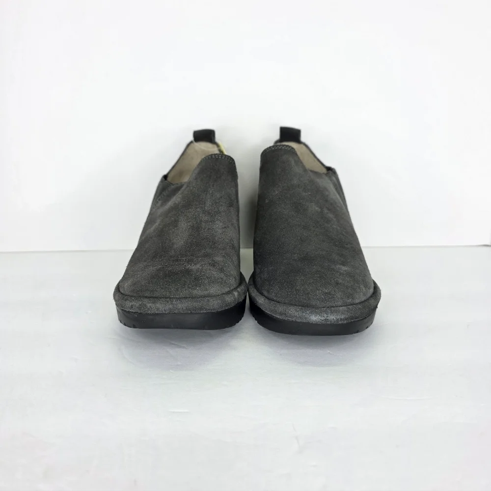Fly London Wate Girl's Low Ankle Slip-On Booties Gray Suede Block Heel Size 13